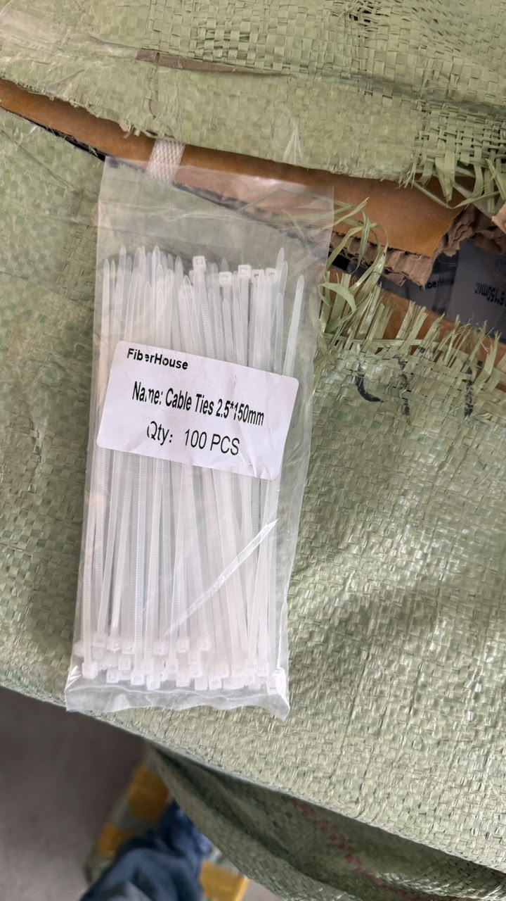 Cable Tie 200mm x 2.5mm White Color Strong Zip Pack of 100 Ties